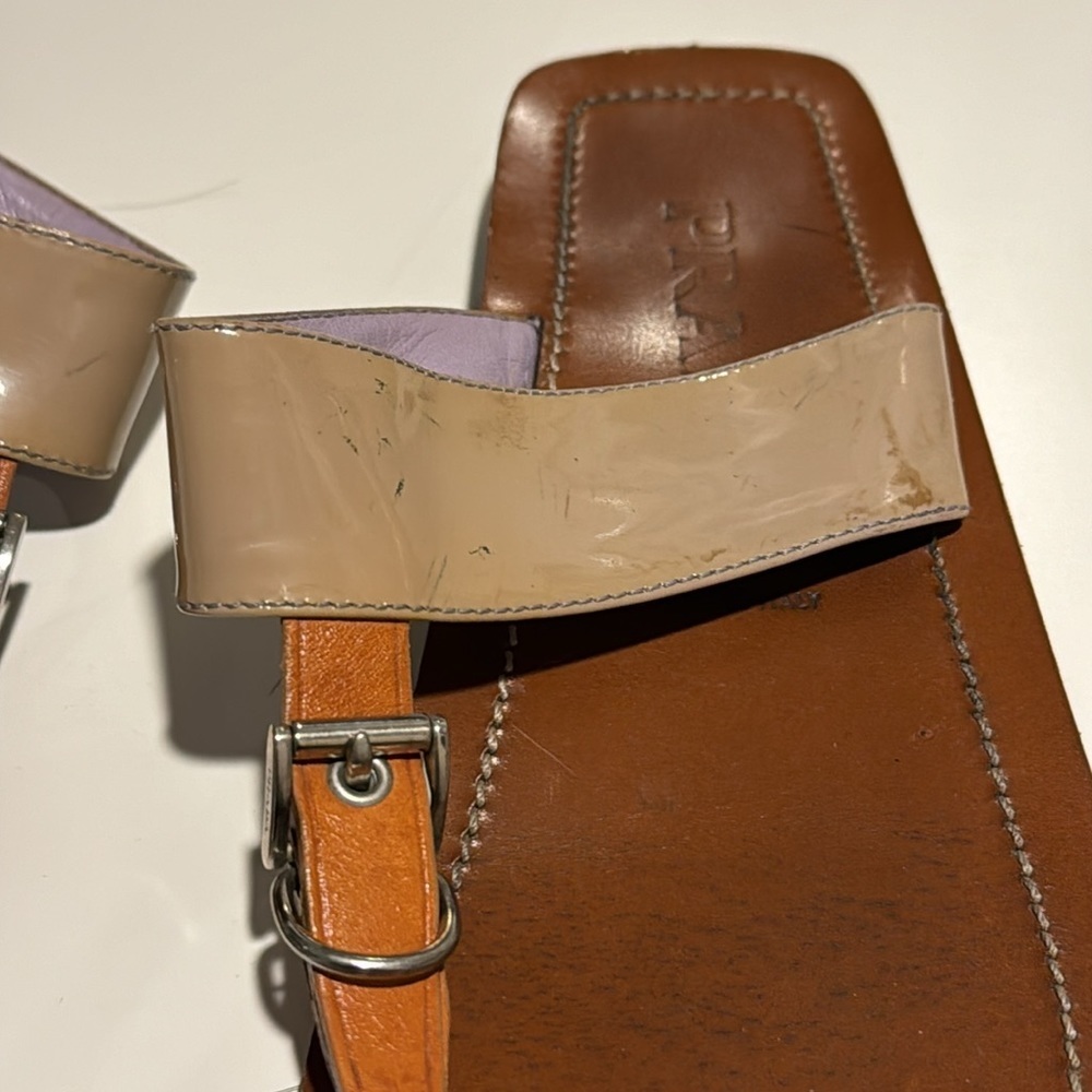 Prada Tan Leather Sandals Size 9 - Picture 2 of 5